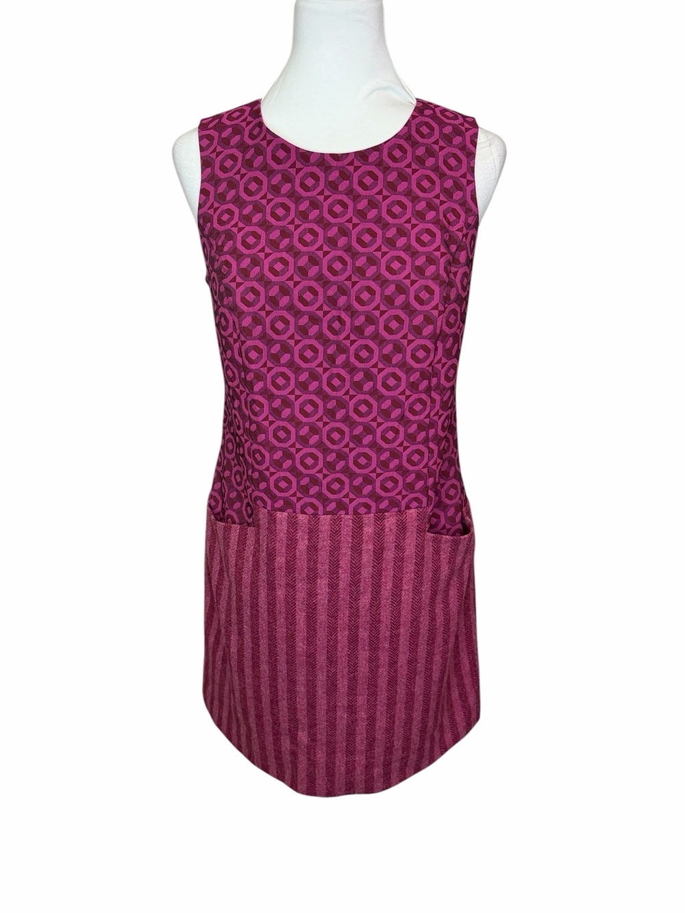 Boden British Tweed Sleeveless Pink Patterned Shift Dress